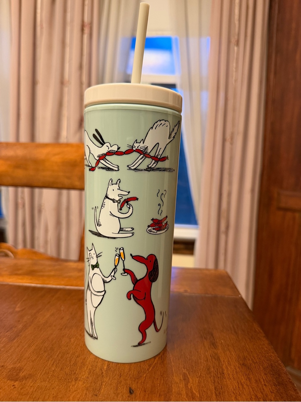 kate spade mint green Holiday Party Cat Tumbler